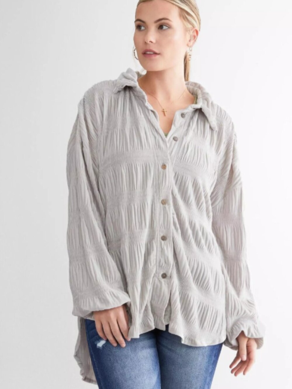 Free People My Best Velvet Top (XS) in Winter Fog